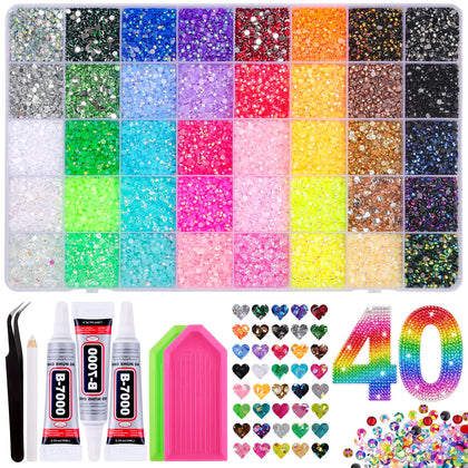 Kit de strass en résine VISRIE avec 40000 pièces et boîte de rangement