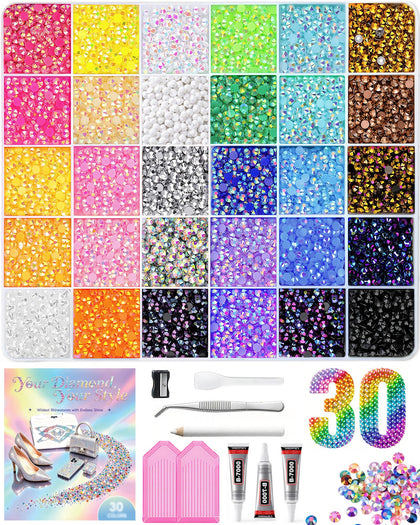 Kit de strass JGLXF 40000 Pcs avec 30 couleurs, vue de face