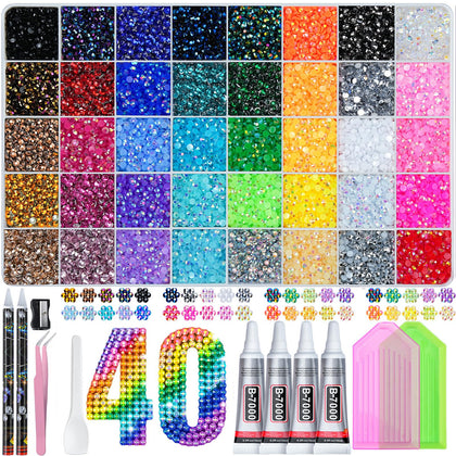 Kit de strass LOTWOW 50000PCS 3mm avec 40 couleurs vibrantes