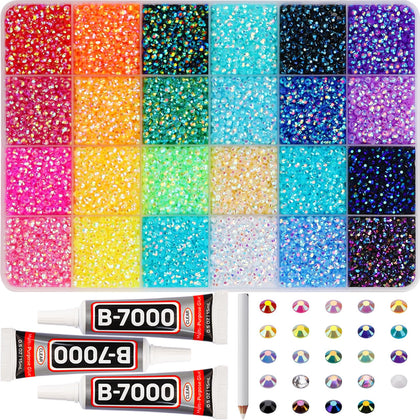 Kit de strass multicolores Worthofbest 33000 pièces avec colle B7000