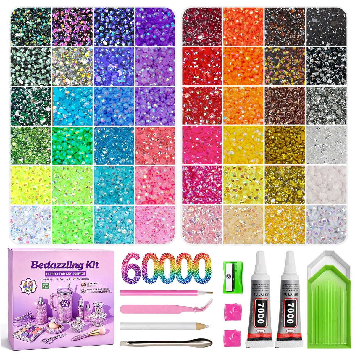 Kit de strass Redtwo avec 60 000 pièces en 48 couleurs