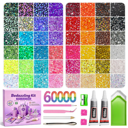 Kit de strass Redtwo avec 60 000 pièces en 48 couleurs