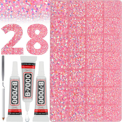 Kit de strass roses Worthofbest avec 36000 pièces et colle B7000