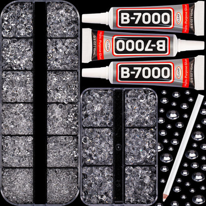 Kit de strass transparent Worthofbest avec 7500 pièces et colle B7000