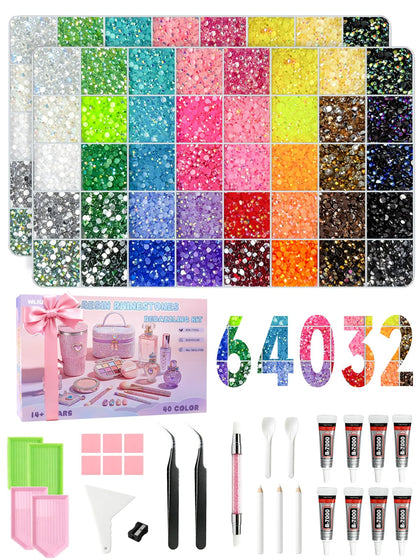 Kit de strass Wliurf avec 64 000 pièces de 3mm en résine