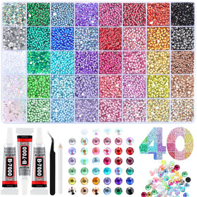 Kit de strass Zefy 40 couleurs 3mm avec boîte de rangement