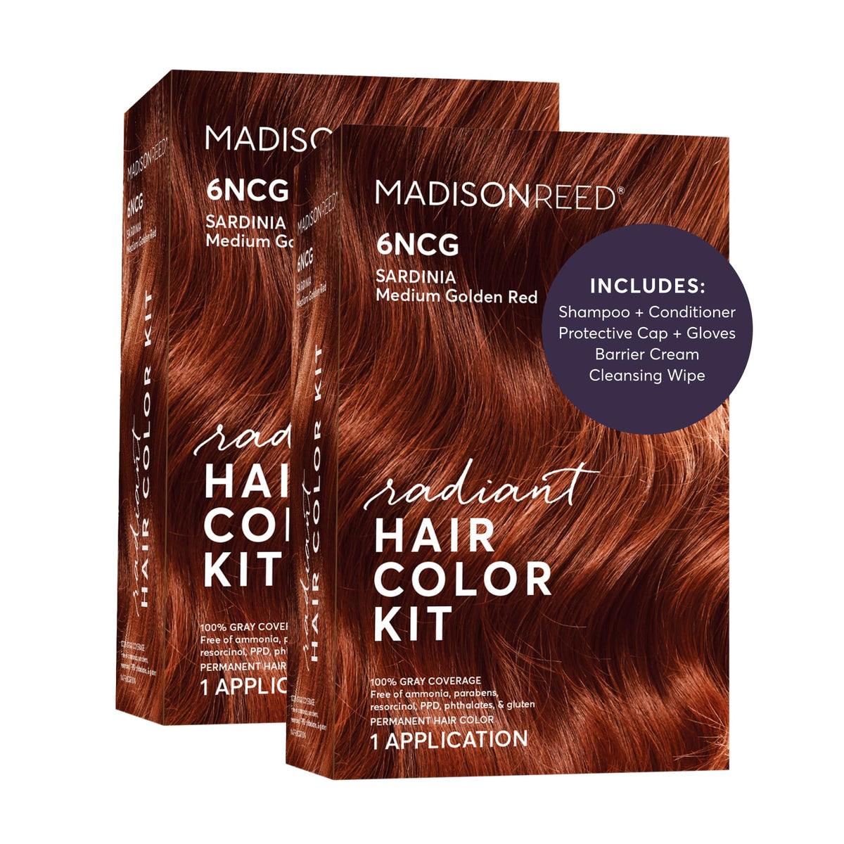 Kit de teinture capillaire Madison Reed 6NCG Rouge Sardine avec tous les accessoires