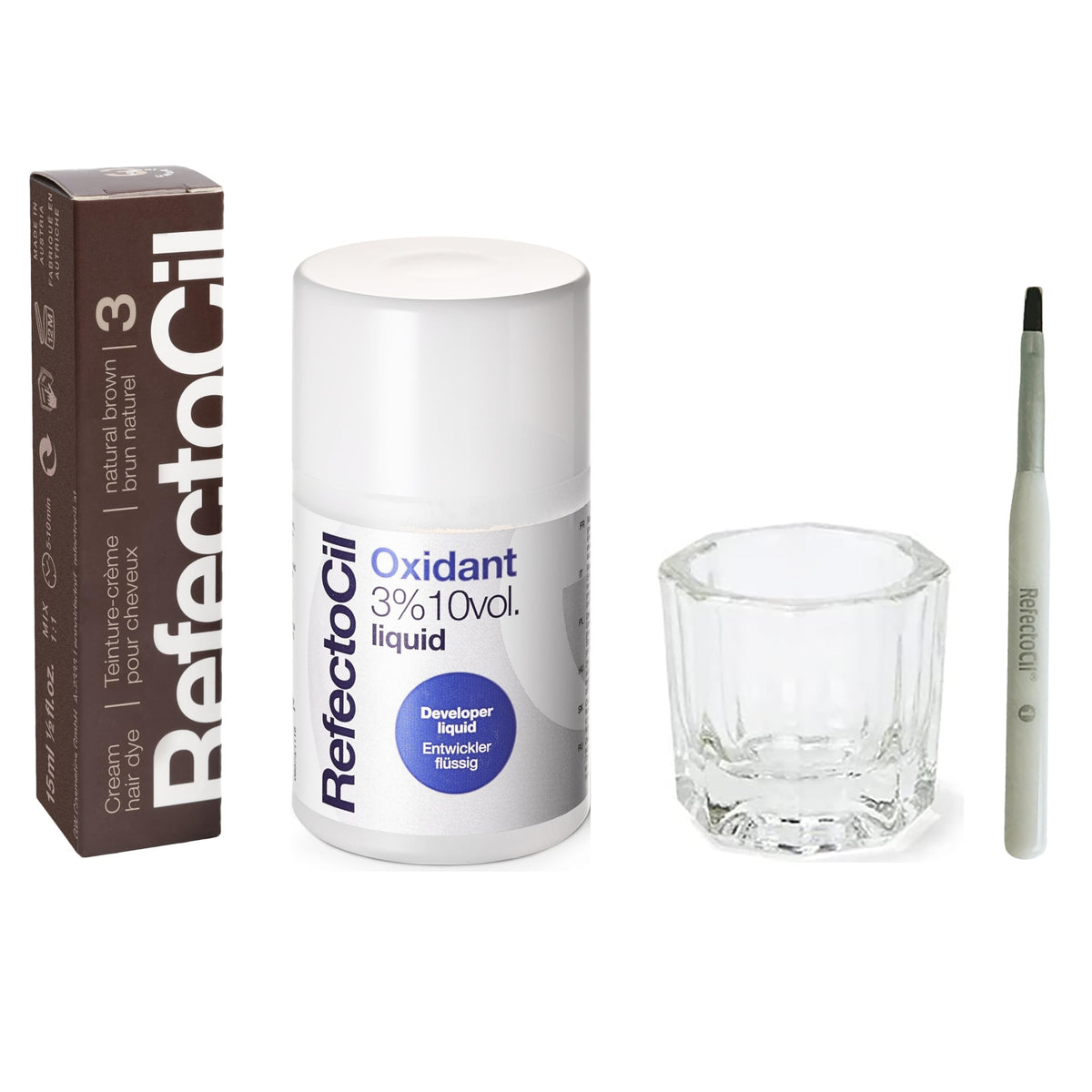 Kit de teinture RefectoCil pour cheveux brun naturel, vue de face