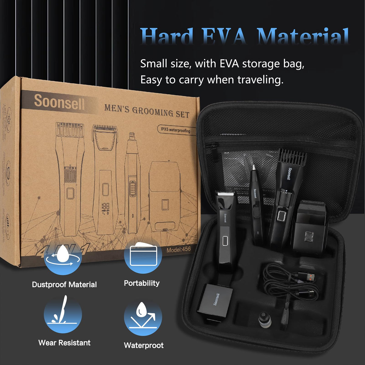Kit de toilettage Soonsell dans son étui de transport