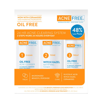 Kit de traitement anti-acné AcneFree 3 étapes 24H vue de face