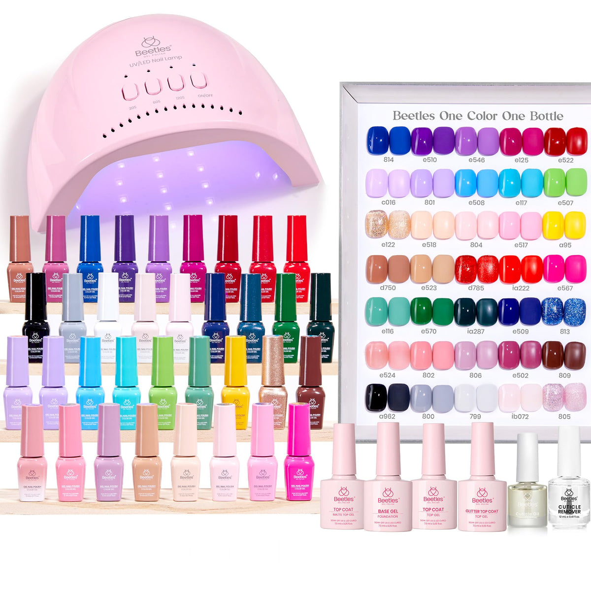 kit de vernis à ongles beetles avec 35 couleurs et lampe UV