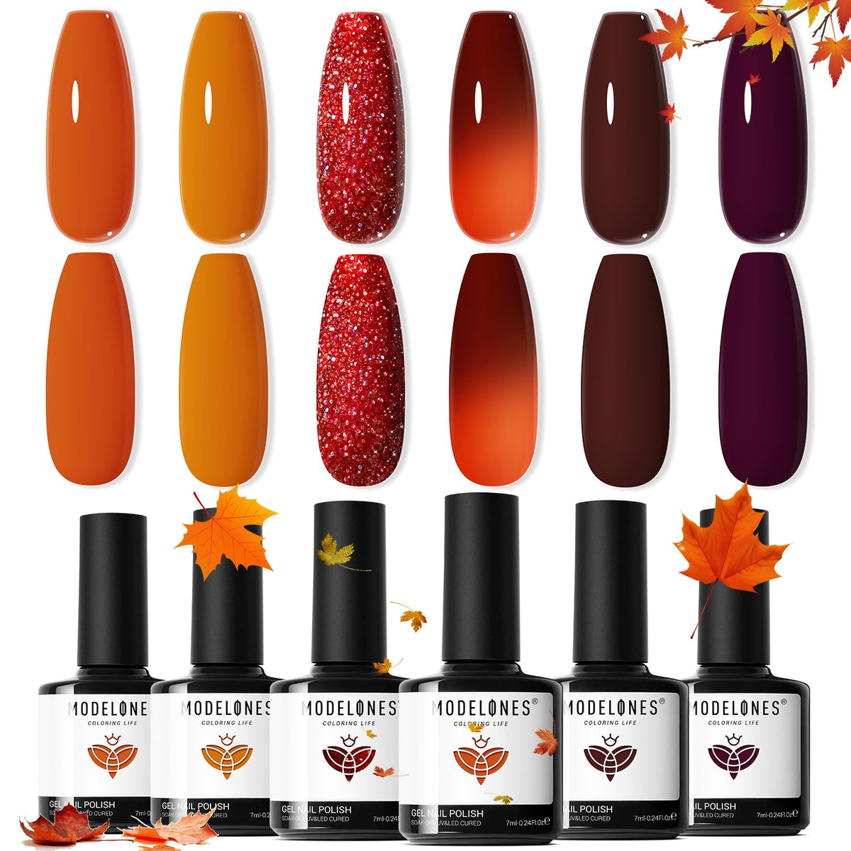 Kit de Vernis à Ongles en Gel modelones avec 6 couleurs automnales