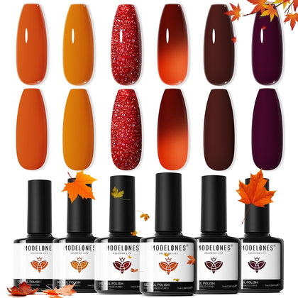 Kit de Vernis à Ongles en Gel modelones avec 6 couleurs automnales