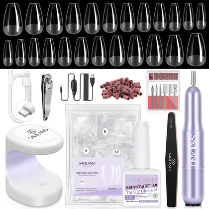 Kit de vernis à ongles en gel SAVILAND avec pointes ballerine et lampe LED