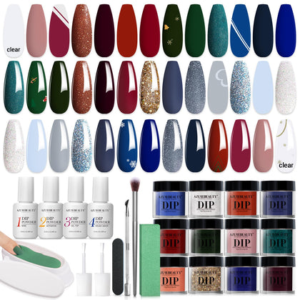 Kit de vernis à ongles en poudre AZUREBEAUTY avec 20 couleurs variées