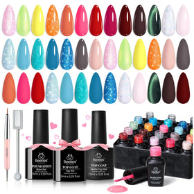 Kit de vernis à ongles gel beetles avec 20 couleurs et accessoires