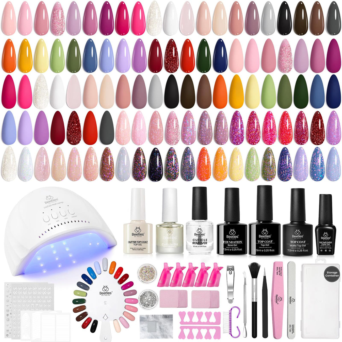 Kit de vernis à ongles gel beetles avec 35 couleurs et lampe UV
