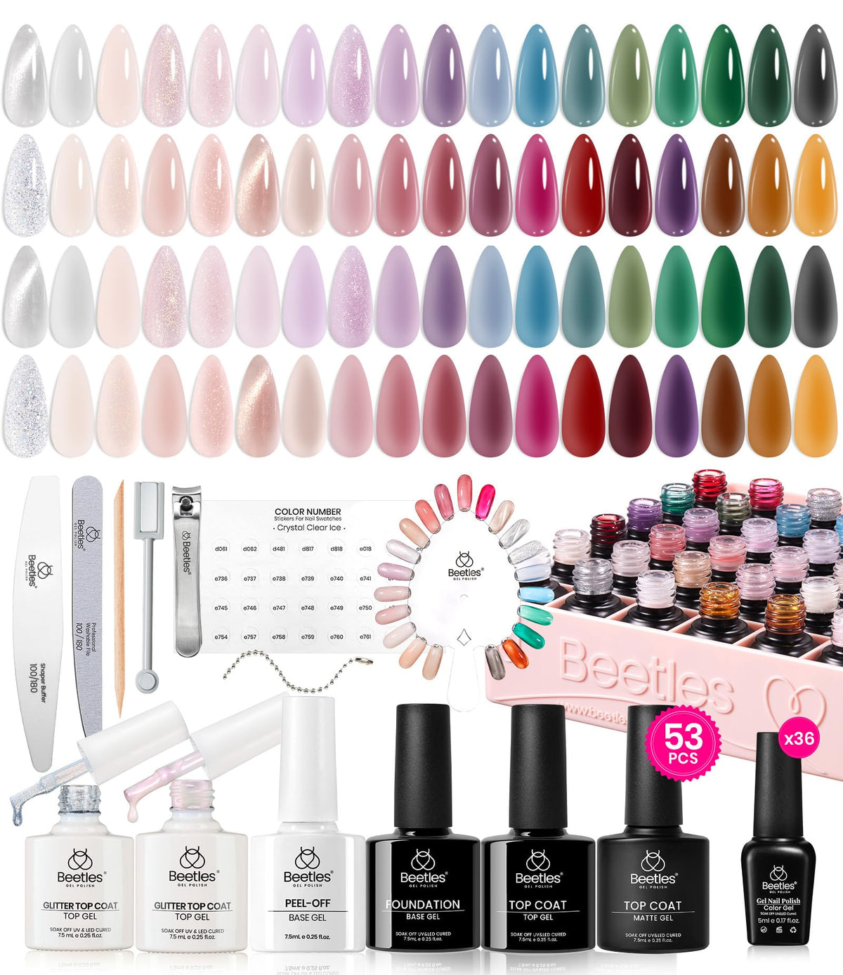 Kit de vernis à ongles gel beetles avec boîte de rangement