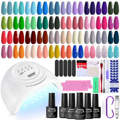 Kit de vernis à ongles gel JEWHITENY avec 40 couleurs et lampe UV LED