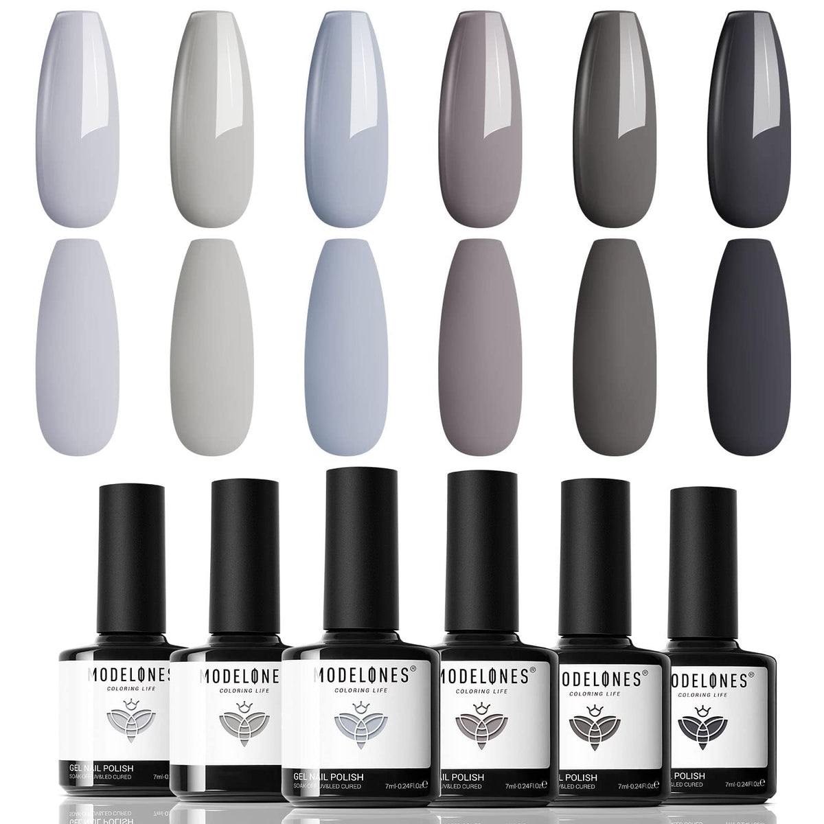 Kit de vernis à ongles gel modelones avec 6 flacons de couleurs tendance