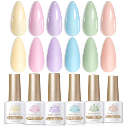 Kit de vernis à ongles gel pastel Born Pretty avec 6 flacons de 7ml