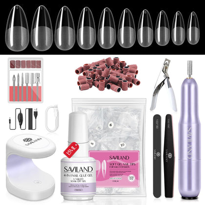 Kit de vernis à ongles gel SAVILAND avec tips amandes et outils inclus