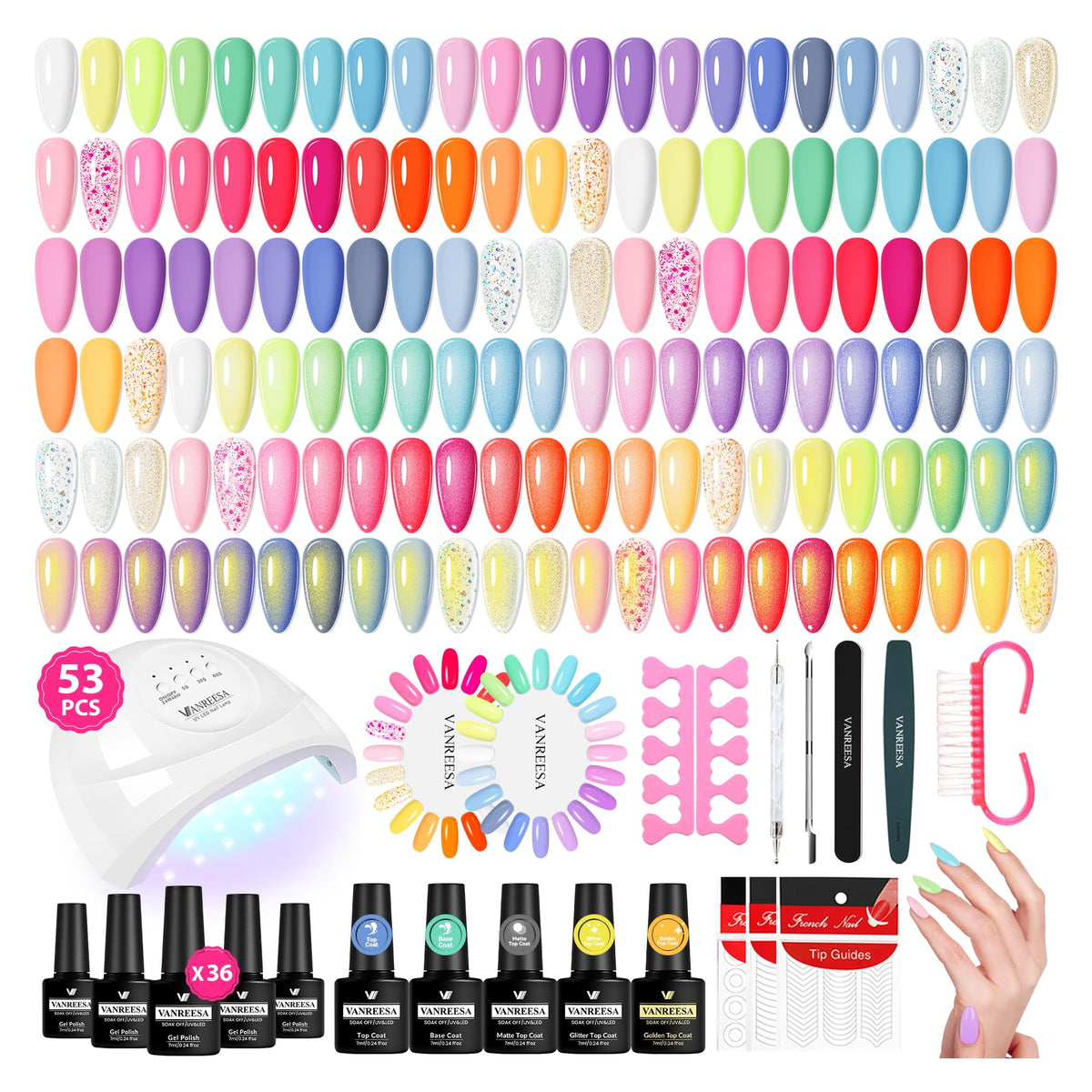 Kit de vernis à ongles gel VANREESA avec 36 couleurs et lampe UV