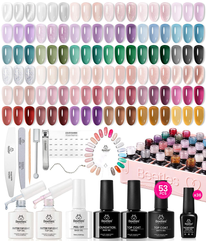 Kit de vernis à ongles jelly beetles avec 36 couleurs et accessoires