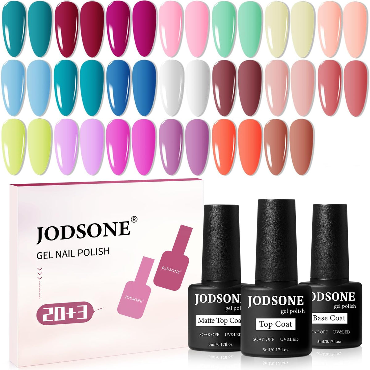 Kit de vernis à ongles JODSONE 23 PCS avec 20 gels colorés