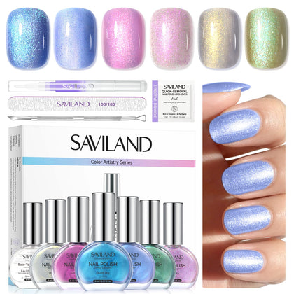Kit de vernis à ongles SAVILAND avec 6 couleurs iridescentes
