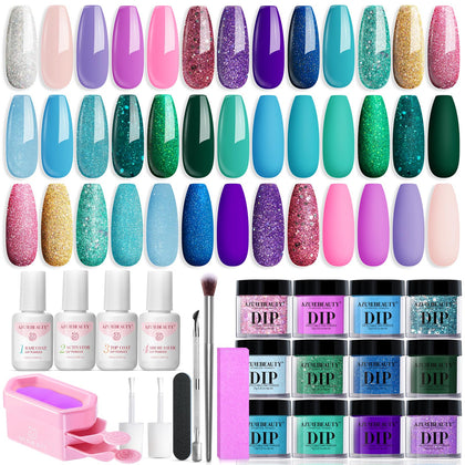 Kit de vernis en poudre à tremper AZUREBEAUTY avec 20 couleurs classiques