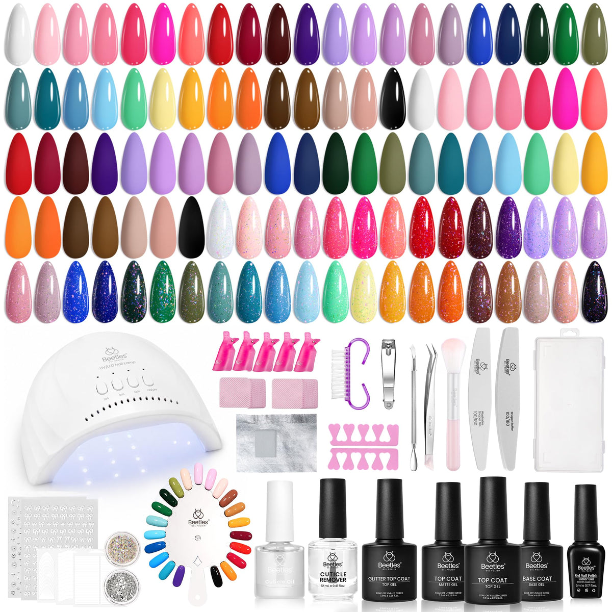 kit de vernis gel beetles avec 35 couleurs et lampe UV