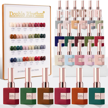 Kit de vernis gel Double Rhythm 28Pcs avec bouteilles de vernis couleur burgundy