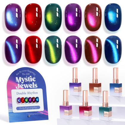 Kit de vernis gel Double Rhythm avec 6 flacons de couleurs assorties