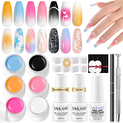 Kit de vernis gel ombre SAVILAND avec 6 couleurs et accessoires