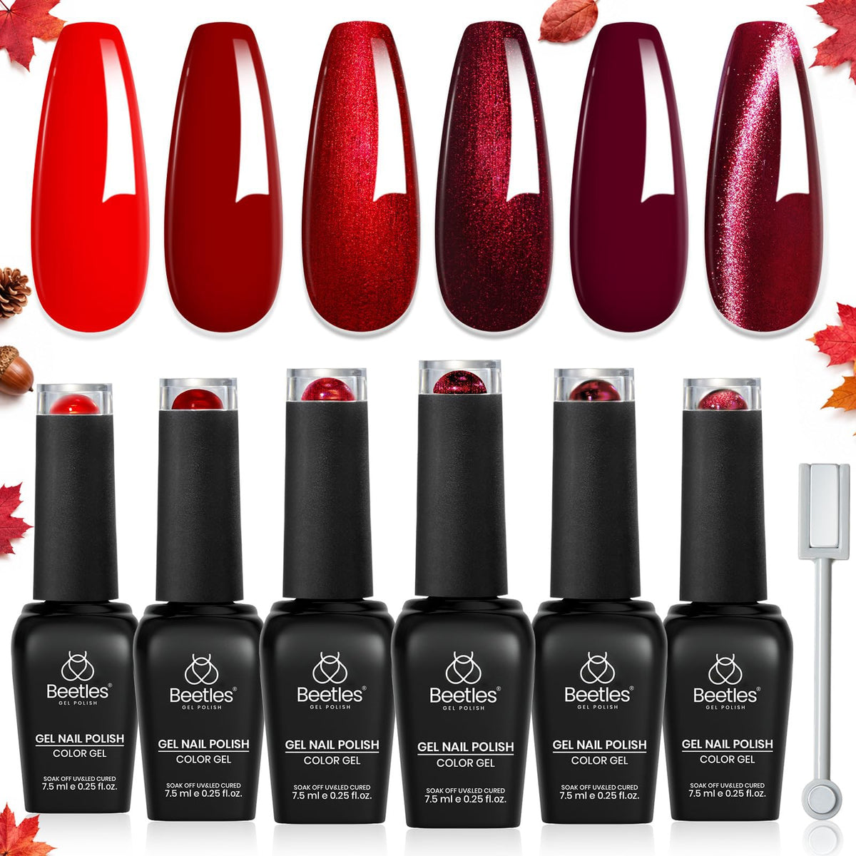 Kit de vernis gel rouge gala beetles avec 6 flacons