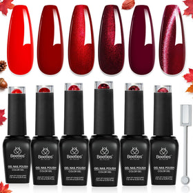 Kit de vernis gel rouge gala beetles avec 6 flacons