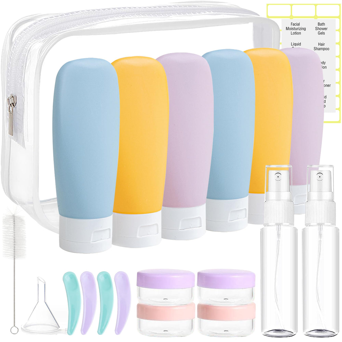 Kit de voyage DEWSENSI avec 20 pièces dans une trousse transparente