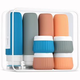 Kit de voyage Mrsdry contenant 4 bouteilles en silicone et 4 pots avec sac transparent
