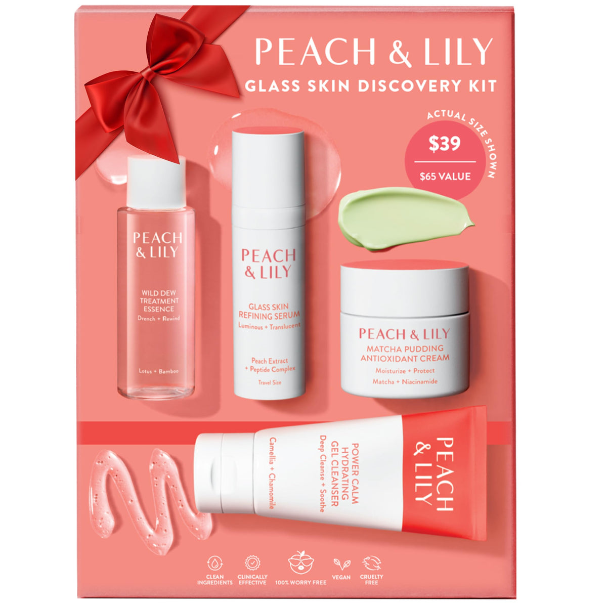 Kit Découverte Peau de Verre de Peach & Lily avec 4 produits