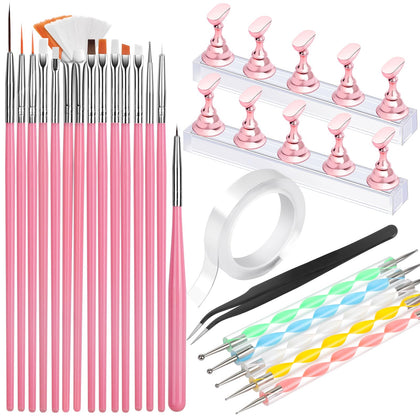 Kit Fandamei contenant 15 pinceaux et 5 outils à points pour nail art