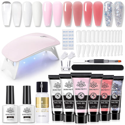 Kit gel extension ongles poly Born Pretty avec lampe LED et accessoires
