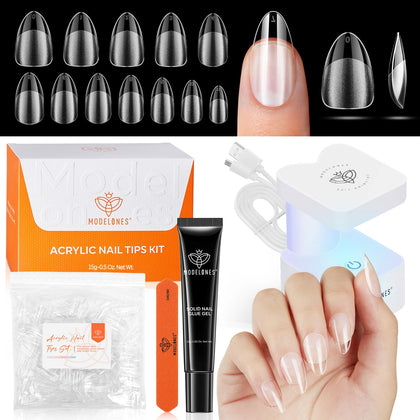 Kit gel ongles amande courte modelones avec lampe UV et accessoires
