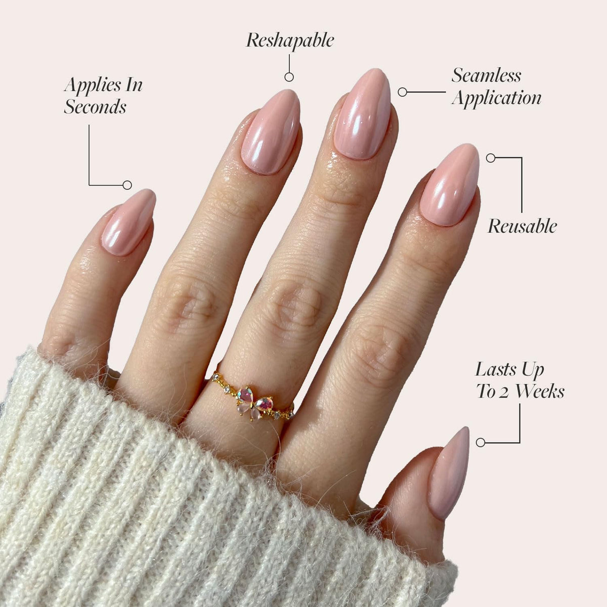 Kit Glamnetic avec faux ongles, colle, lime et bâtonnet pour cuticules