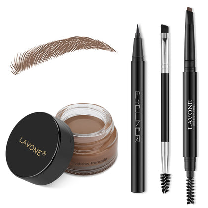 Kit LAVONE pour sourcils avec crayon, eyeliner et pommade chocolat