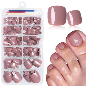 Kit LuckForever de faux ongles de pieds coloris café, 168 pièces
