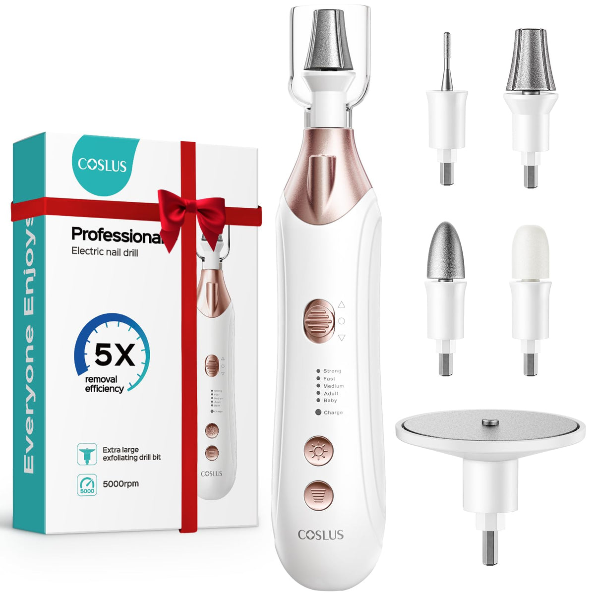 Kit manucure pédicure COSLUS 5 en 1 avec outils en acier inoxydable