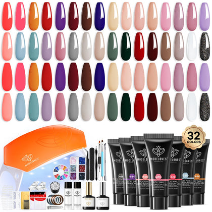 Kit modelones 133pcs avec gel poly et lampe 8W vue d'ensemble