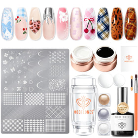 kit modelones 16 pièces avec plaque à motifs plaid