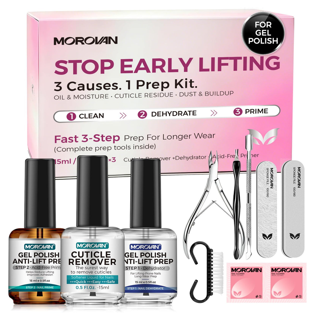 Kit Morovan de préparation des ongles avec outils complets